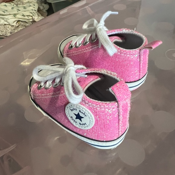 Baby pink glitter converse sneakers size 1 - Picture 3 of 5